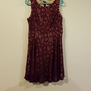 Deep plum lace overlay dress